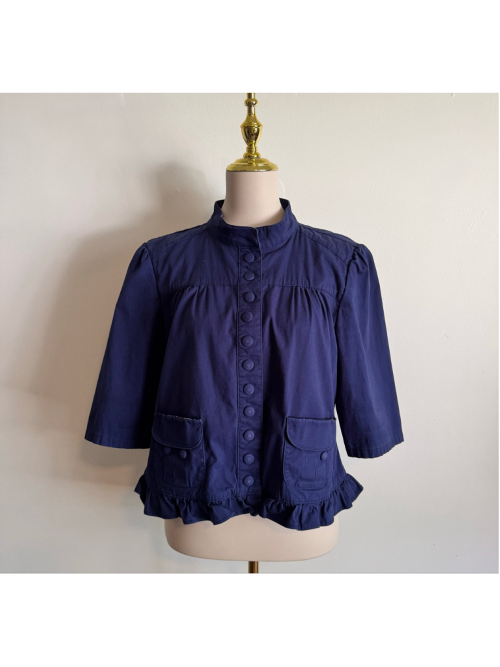 Women's Motto Blue Button-Up Jacket, Size L